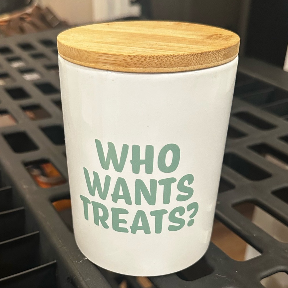 Stylish White Treat Jar with Bamboo Lid